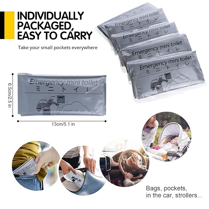 Disposable toilet emergency shoot pouch