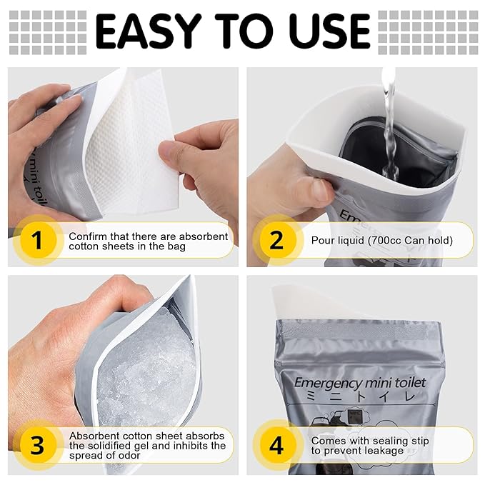Disposable toilet emergency shoot pouch